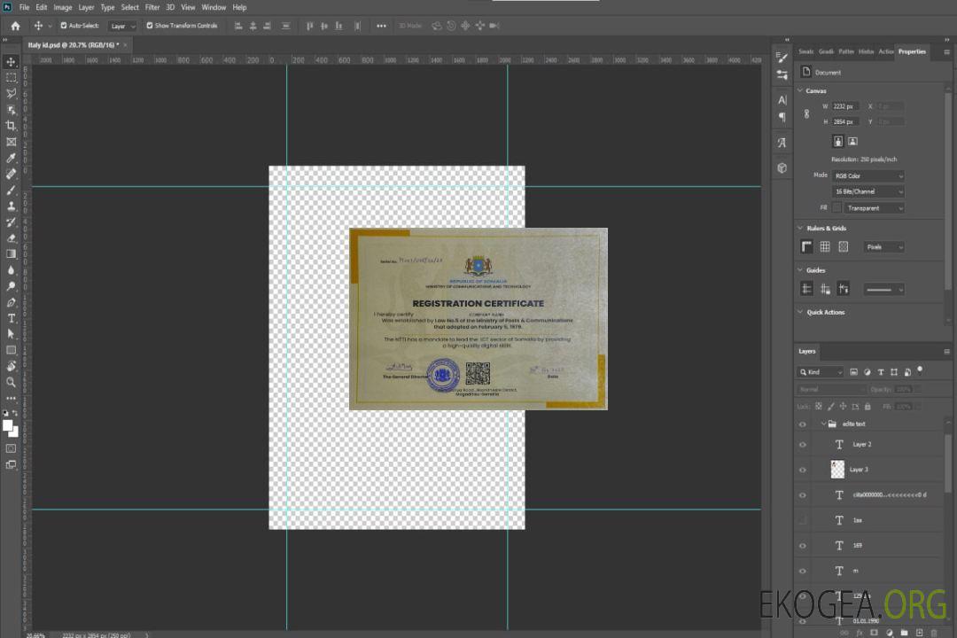 Certificat d'enregistrement en Somalie template Certificat d'enregistrement en Somalie template